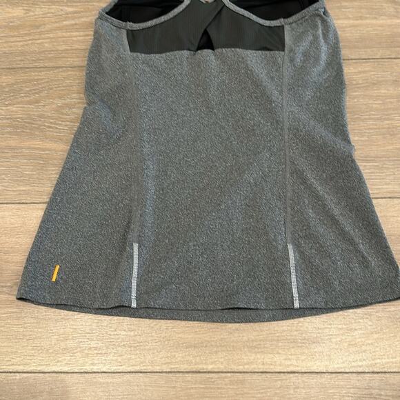 LUCY Gray Layered V Neck Racerback Mesh Keyhole Back Shelf Bra Tank Top Size S - Picture 7 of 10